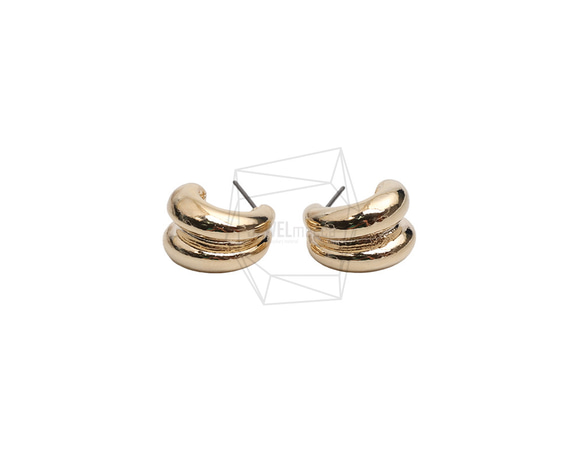 ERG-2744-G【2個入り】ダブルラウンド ピアス,Double Round  Post Earring