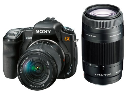 SONY デジタル一眼レフカメラWズームレンズキット α200 ダブルズームキット DSLR-A200W【中古品】