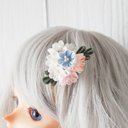 ヘアコーム（色とりどりの花）　1/3ドール用　つまみ細工の髪飾り