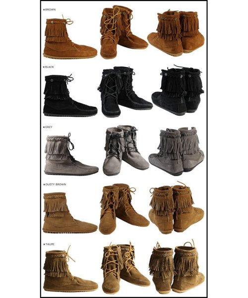 ミネトンカ MINNETONKA ダブルフリンジ トランパー ブーツ DOUBLE FRINGE TRAMPER BOOTS レディース