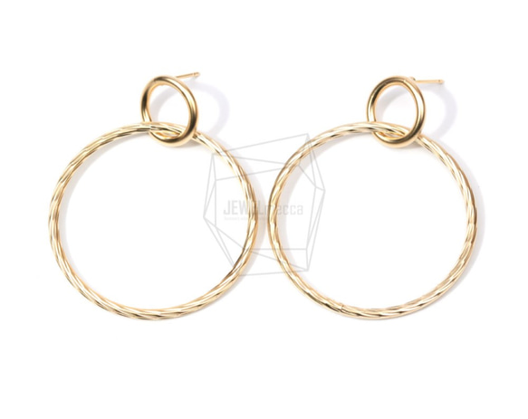 ERG-651-MG【2個入り】ダブルリングピアス,Double Linked Rings Post Earring