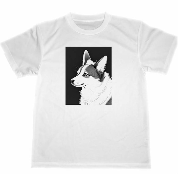 コーギー　ドライ　Tシャツ　２　ペット　グッズ　ウェルシュ・コーギー　Welsh Corgi　DOG　イラスト　アート