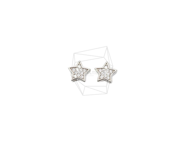 PDT-2561-R【2個入り】CZスターペンダント,CZ Mini Star Pendant /  7mm x 9mm