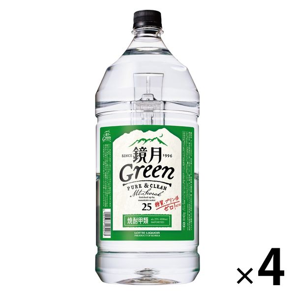 鏡月 Green グリーン 25度 4L ペット 1ケース（4本） 韓国焼酎 甲類