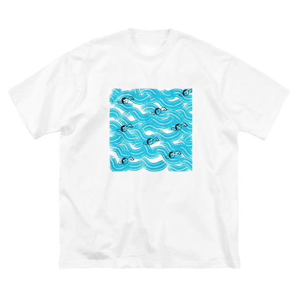 新作 “海でおよぎたい”  ビッグシルエットTシャツ　ホワイト　白