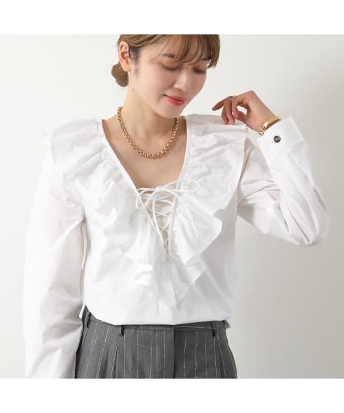 ガニー/【訳あり】GANNI ブラウス Cotton Poplin Ruffle V－neck B･･･