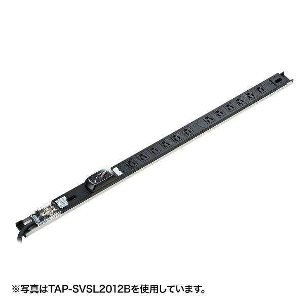 サンワサプライ サーバーラック用コンセント 19インチ用 3P式/12個口/3m/100V・15A/ブレーカー付 TAP-SVSL1512B（直送品）