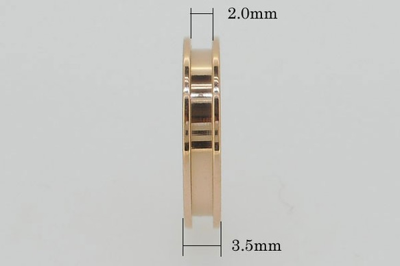 ハンドメイド素材 316Lサージカルステンレス ピンクゴールド 指輪(リング）幅3.5mm 内径18mm(16号) 1溝