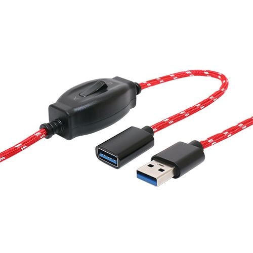 ミヨシ USB-EXS3015／RD スイッチ付きUSB延長ケーブル 1.5m レッド USBEXS3015／RD