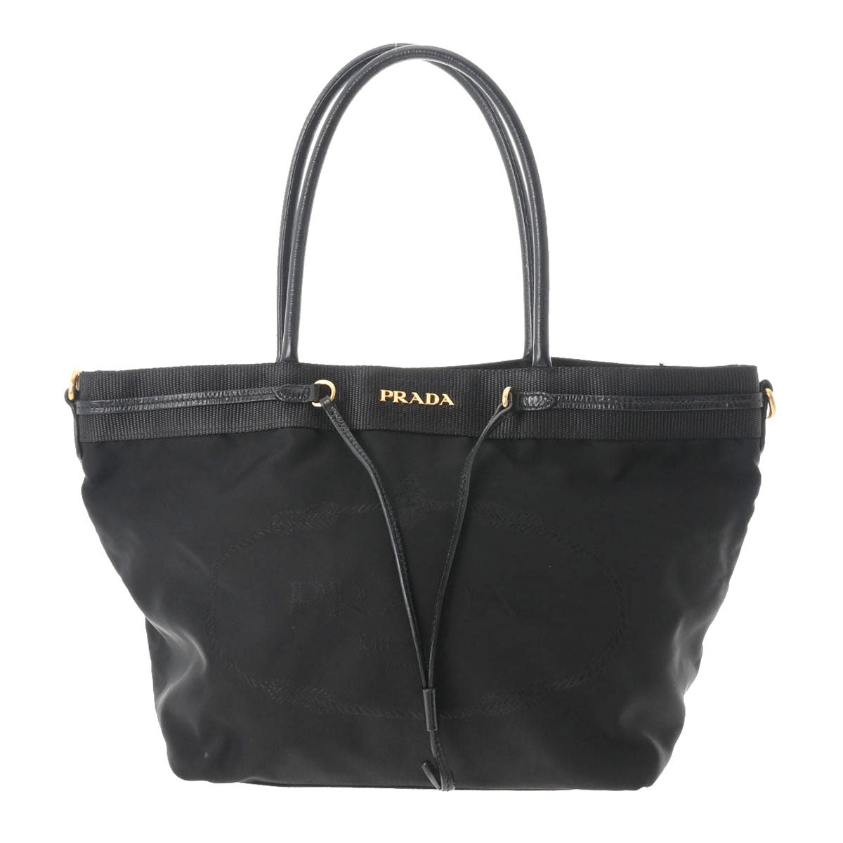 PRADA プラダ 黒 ゴールド金具 BN1755 レディース ナイロン レザー トートバッグ Aランク 中古 