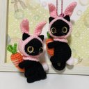 ニンジン????うさぎフードの黒猫【選べる】