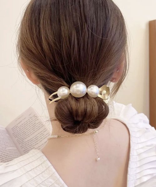 【5タイプ展開】シアーシフォンリボン/クリアフラワー/大ぶりパール大きめヘアクリップ