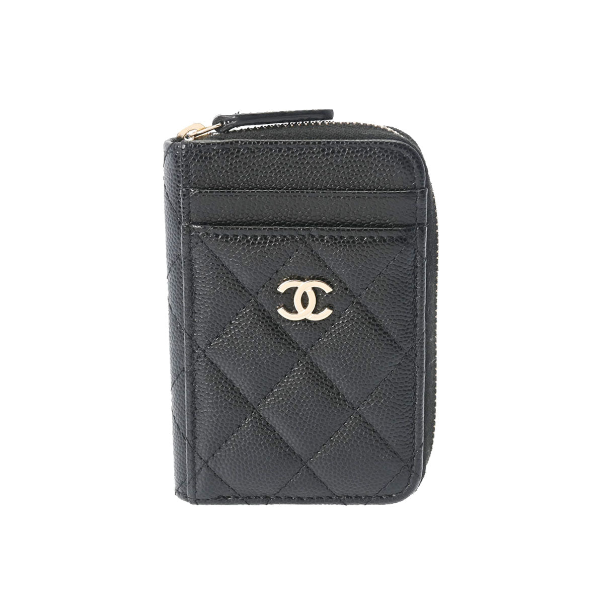 CHANEL シャネル マトラッセ ブラック ゴールド金具 レディース キャビアスキン コインケース Aランク 中古 