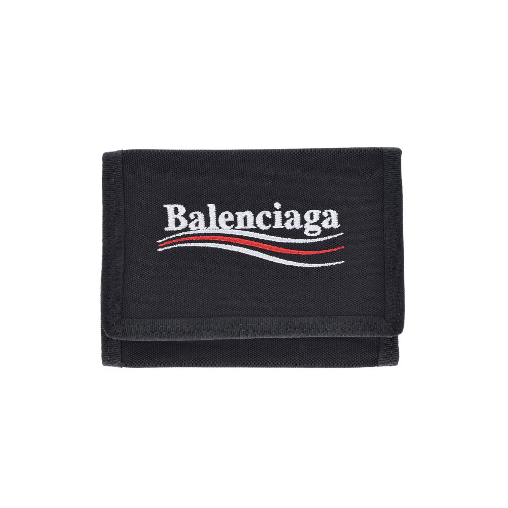 BALENCIAGA バレンシアガ エクスプローラー コンパクト ウォレット 黒/赤/白 507481 レディース ナイロン 三つ折り財布 新同 中古 