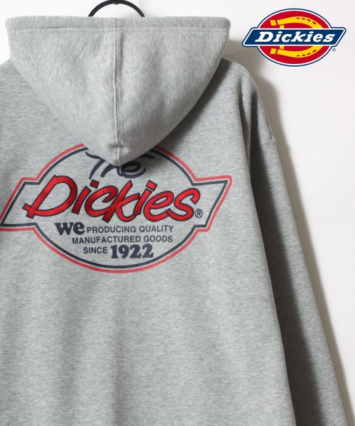 【Lazar】Dickies/ディッキーズ 別注 オーバーサイズ 裏起毛 ロゴ バックプリント ワンポイント刺繍 スウェット ジップアップパーカー/長袖 トップ