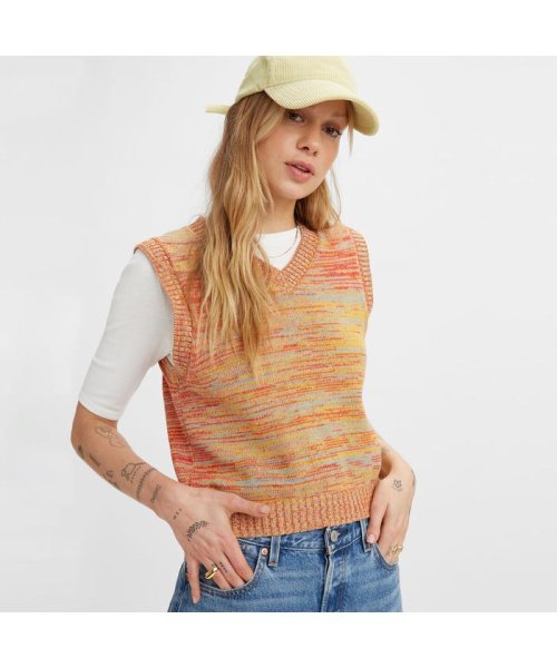 RODDY SWEATER VEST SHERBERT SPACE DYE HONEY GOLD; VALIANT POPPY; ICICLE GREEN; C