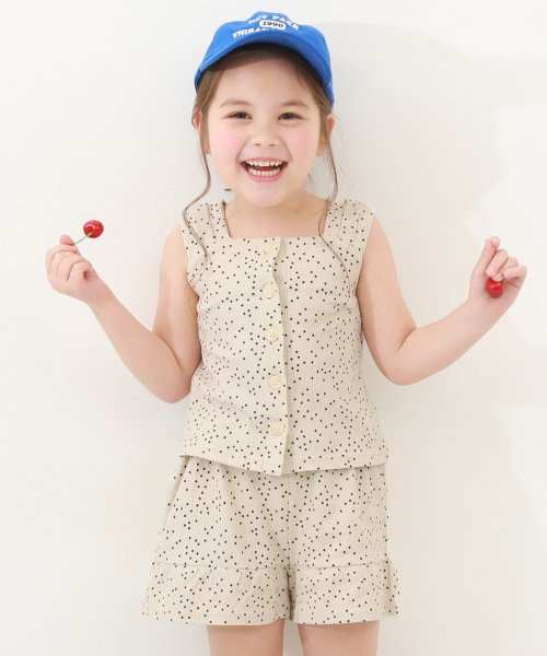 【セットアップ】ノースリーブトップス＆フリルショートパンツ 子供服 キッズ 女の子 セットアップ オールインワン