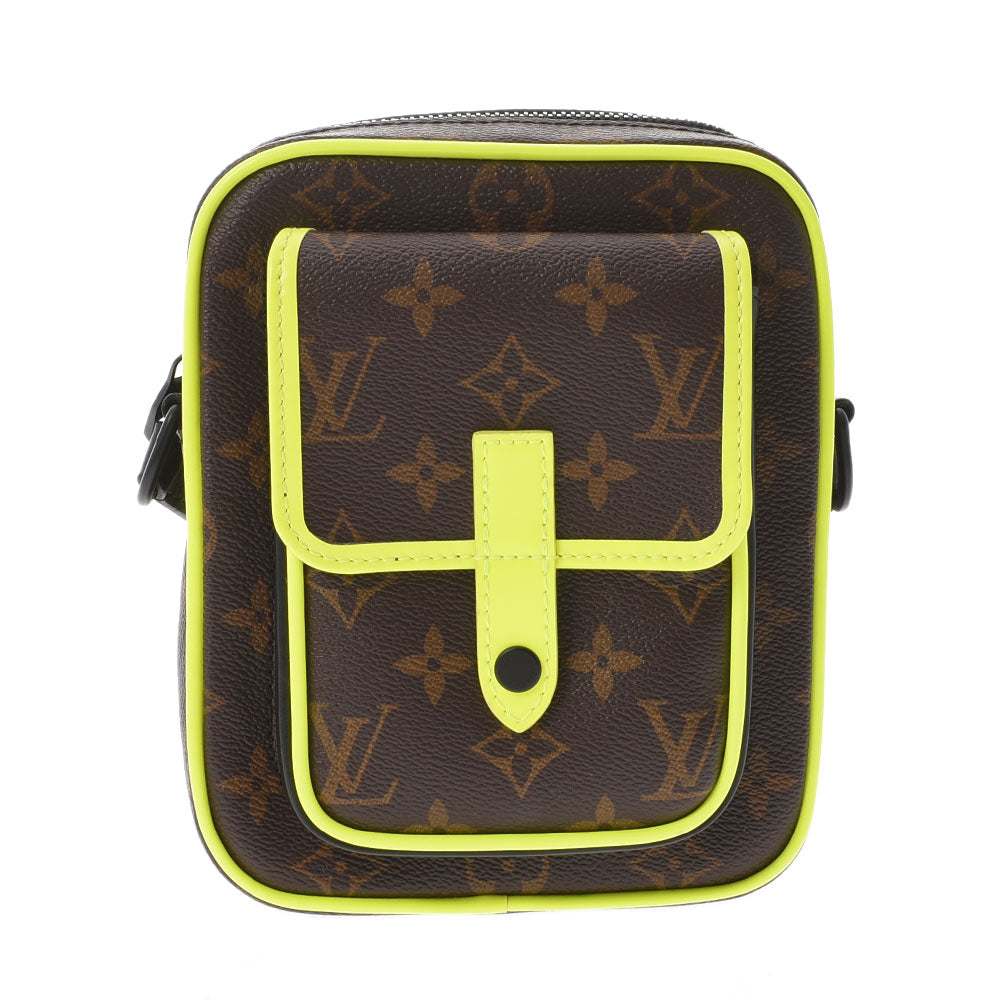 LOUIS VUITTON ルイヴィトン モノグラム マカサー クリストファー ウエアラブルウォレット ネオンイエロー M50793 メンズ ショルダーバッグ 新同 中古 