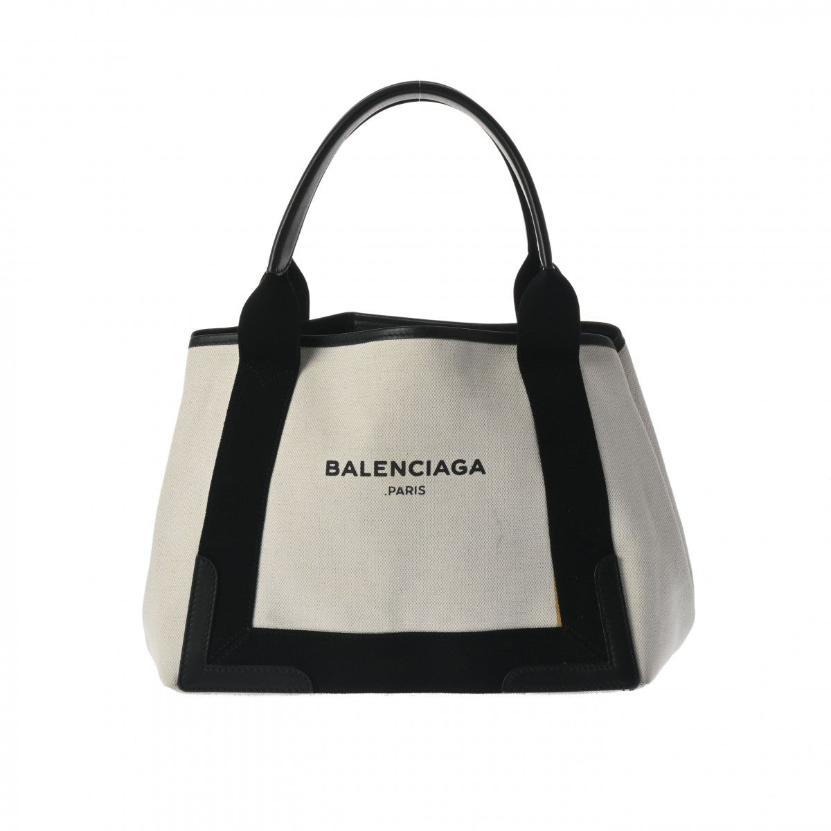 BALENCIAGA バレンシアガ ネイビーカバス S 白/黒 339933 レディース キャンバス/レザー ハンドバッグ ABランク 中古 