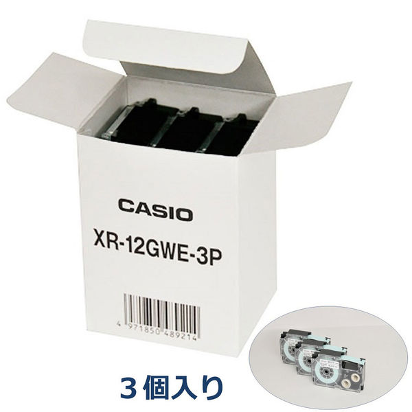 カシオ計算機　ネームランドテープ12ミリ　黒文字