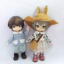 オビツ11服 ob11服 漁師の帽子 サスペンダースカート パンプキンパンツ ガーゼスカート ねんどろいどどーる ドール衣装 ドール服 ob11 1/12サイズbjd服