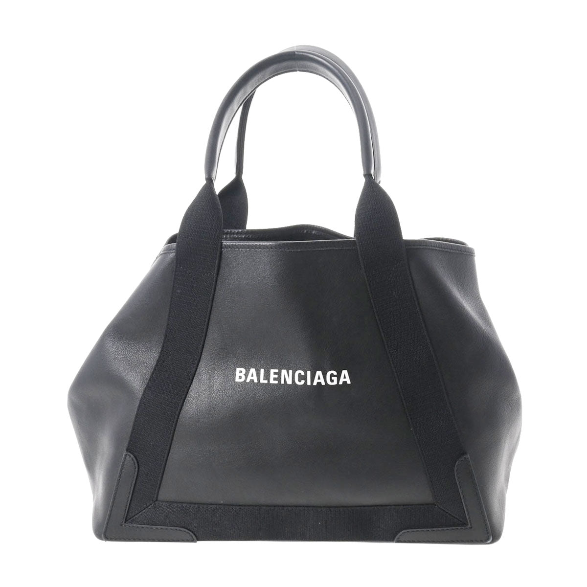 BALENCIAGA バレンシアガ ネイビーカバス M 黒 レディース カーフ ハンドバッグ Bランク 中古 