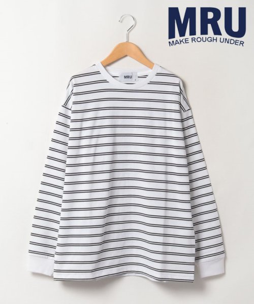 別注 【MRU/エムアールユー】高機能 クルーネック ボーダー ロンT 丸首 長袖 Tシャツ トップス メンズ レディース カジュアル カットソー