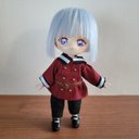 【オビツ11服】ワインレッド軍服風コスチューム