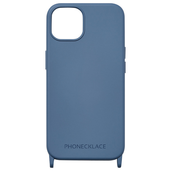 PHONECKLACE iPhone 14 Plus用ストラップホール付きシリコンケース ティールブルー PN23908I14MBL