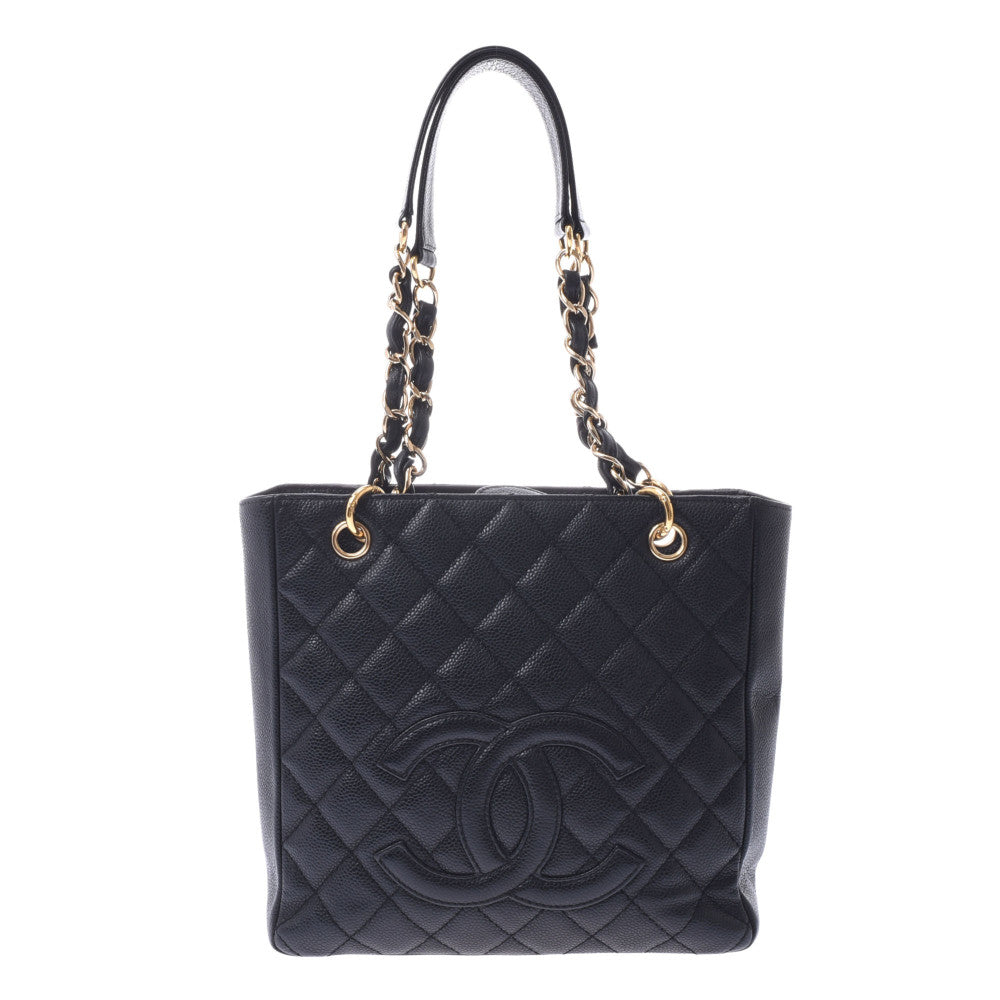 CHANEL シャネル マトラッセ PST チェーントート 黒 ゴールド金具 レディース キャビアスキン トートバッグ ABランク 中古 