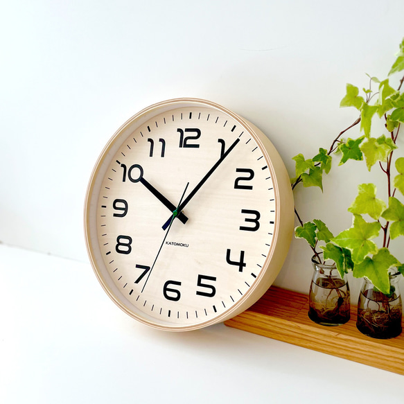 KATOMOKU plywood clock 23 ナチュラル km-145NA 掛け時計 木製 静か オシャレ