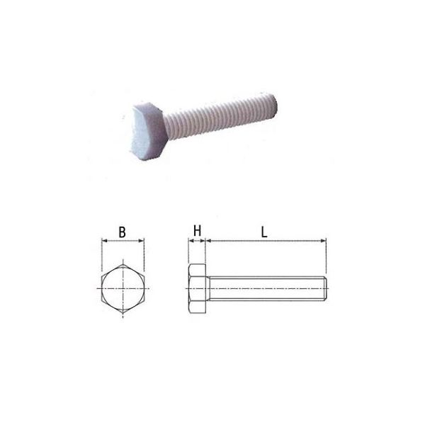 フロン工業 PTFE六角ボルト M6×25mm 10個入 F-7130-017 1パック(10本) 61-4395-93（直送品）