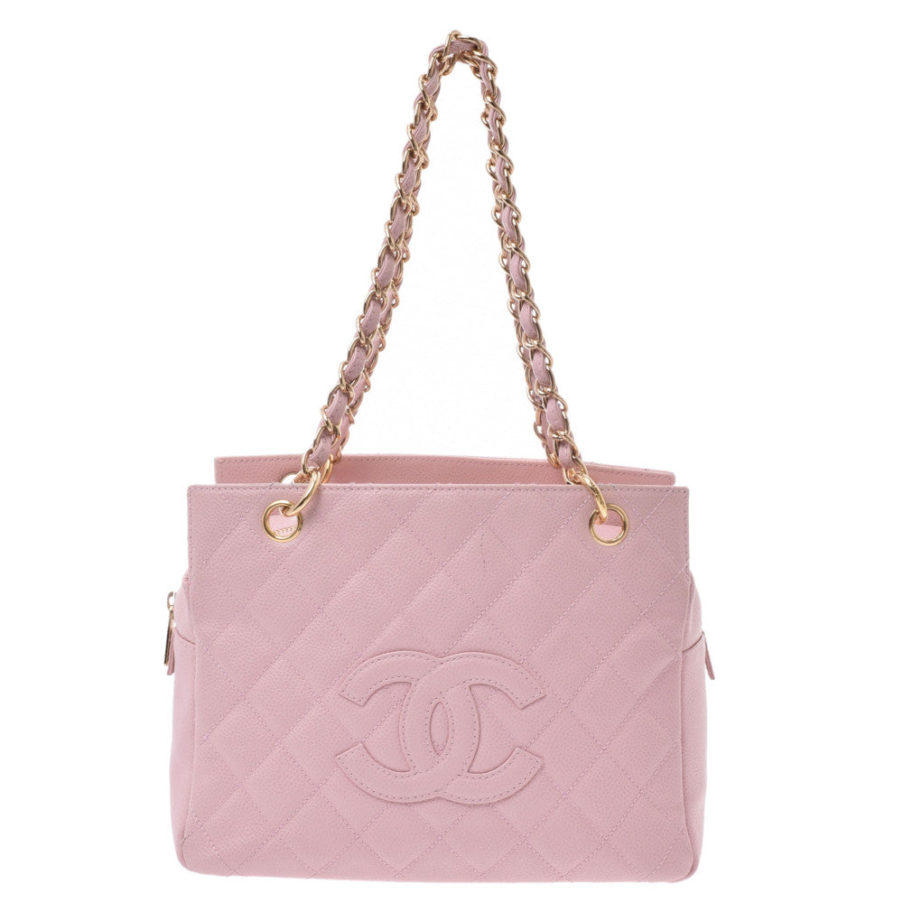 CHANEL シャネル マトラッセ PTT プチタイムレストートバッグ ピンク ゴールド金具 レディース キャビアスキン ハンドバッグ Aランク 中古 