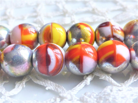 甘酸っぱい味　シルバー　チェコビーズCzech Glass Beads６個