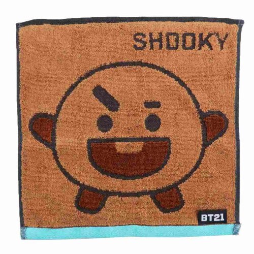 BT21 LINE FRIENDS キャラクター ミニタオル 制菌 ジャガード ハンカチタオル SHOOKY フェイス 丸眞 プレゼント