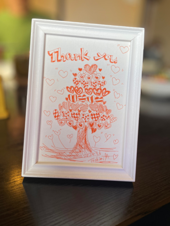 ありがとうの木　thank you tree 原画　一点物　オレンジ