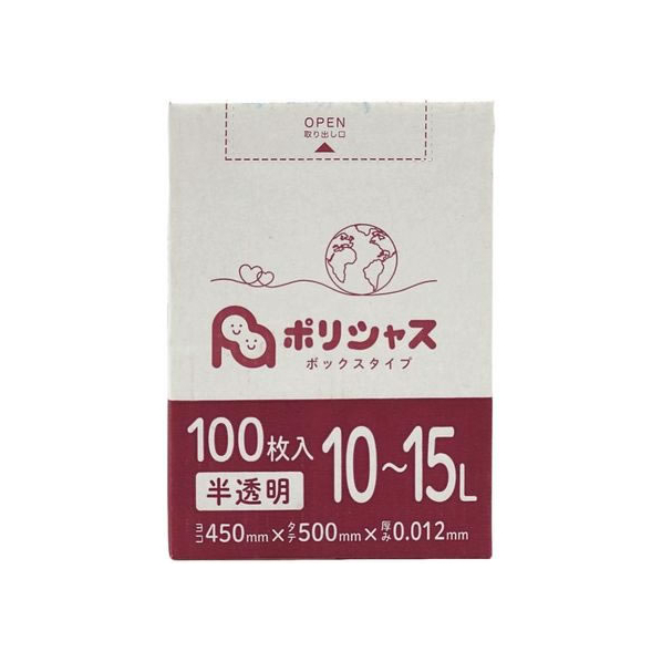 アンビシャス ポリシャス ポリ袋 012厚 半透明 10-15L 100枚 FCU9066-BOX-180