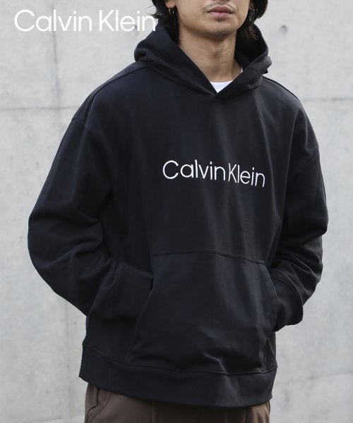 【Calvin Klein / カルバンクライン】ロゴ 刺繍 スウェット フーディパーカー プルパーカー 長袖 40HM231