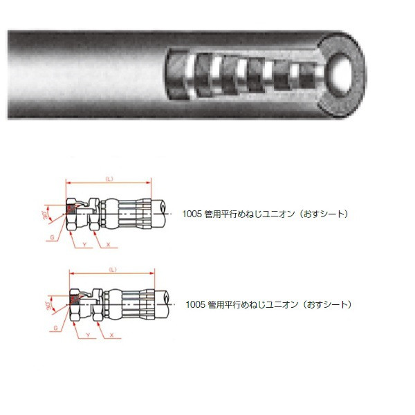 横浜ゴム（YOKOHAMA） 一般油圧ホース 9000mm 両端1005金具 NWP280-38 NWP280-38-9000 1005+1005（直送品）