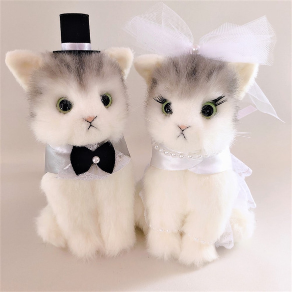 【日本製リアルシリーズ】ねこ 猫 トラグレーペア トラ ネコ ウェルカムドール 結婚式 ぬいぐるみ 受付