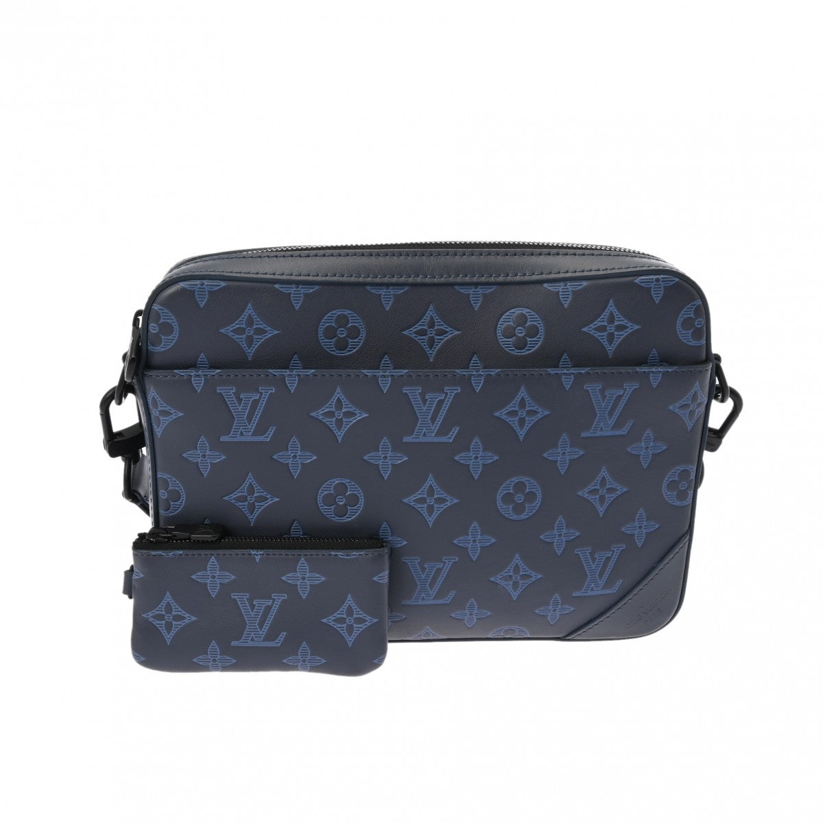 LOUIS VUITTON ルイヴィトン モノグラムシャドウ デュオメッセンジャー ブルーグレー系 M45730 メンズ レザー ショルダーバッグ Aランク 中古 