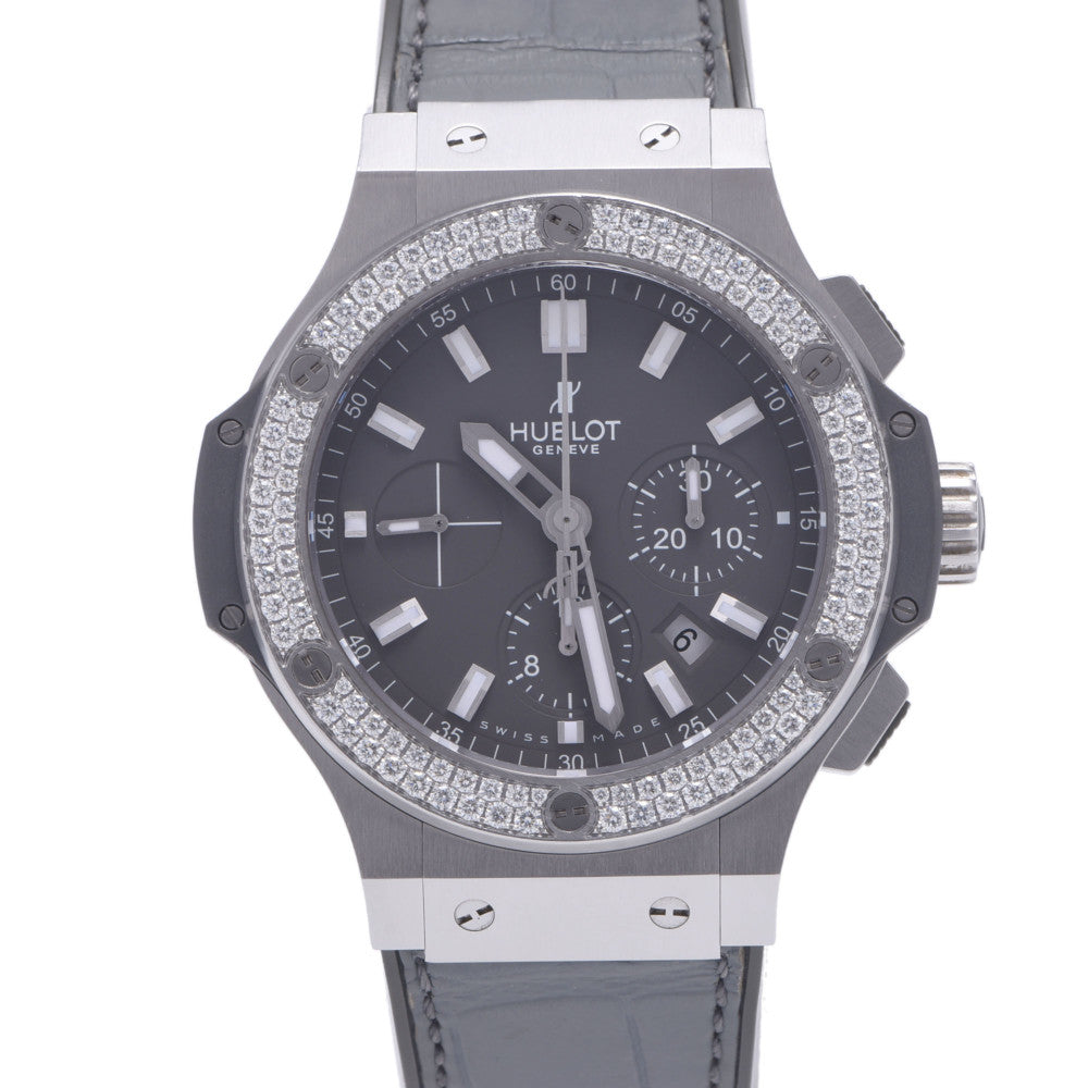 HUBLOT ウブロ ビックバン アールグレイ ベゼルダイヤ 301.ST.5020.GR.1104 メンズ SS/ラバー 腕時計 自動巻き グレー文字盤 Aランク 中古 