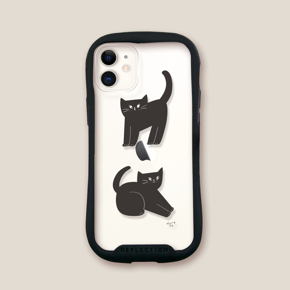 黒猫 iPhone対衝撃クリアグリップケース