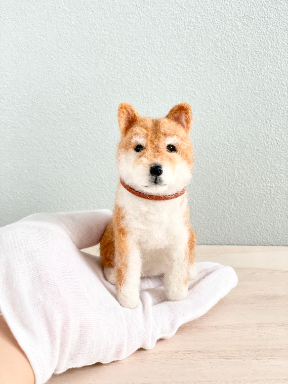 いつでもいっしょ♪ ふわふわ羊毛フェルトの小さな柴犬　犬のぬいぐるみ