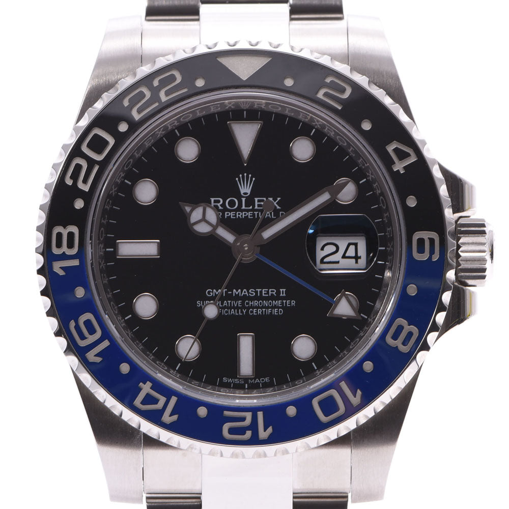 ROLEX ロレックス GMTマスター2 黒/青ベゼル 鏡面バックル  116710BLNR メンズ SS 腕時計 自動巻き 黒文字盤 Aランク 中古 