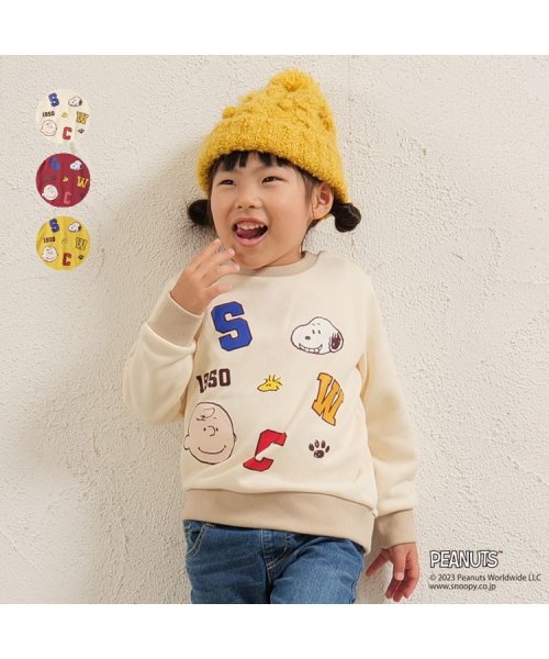 【子供服】 moujonjon (ムージョンジョン) 【PEANUTS】スヌーピー裏毛トレーナー 90cm～130cm F50652