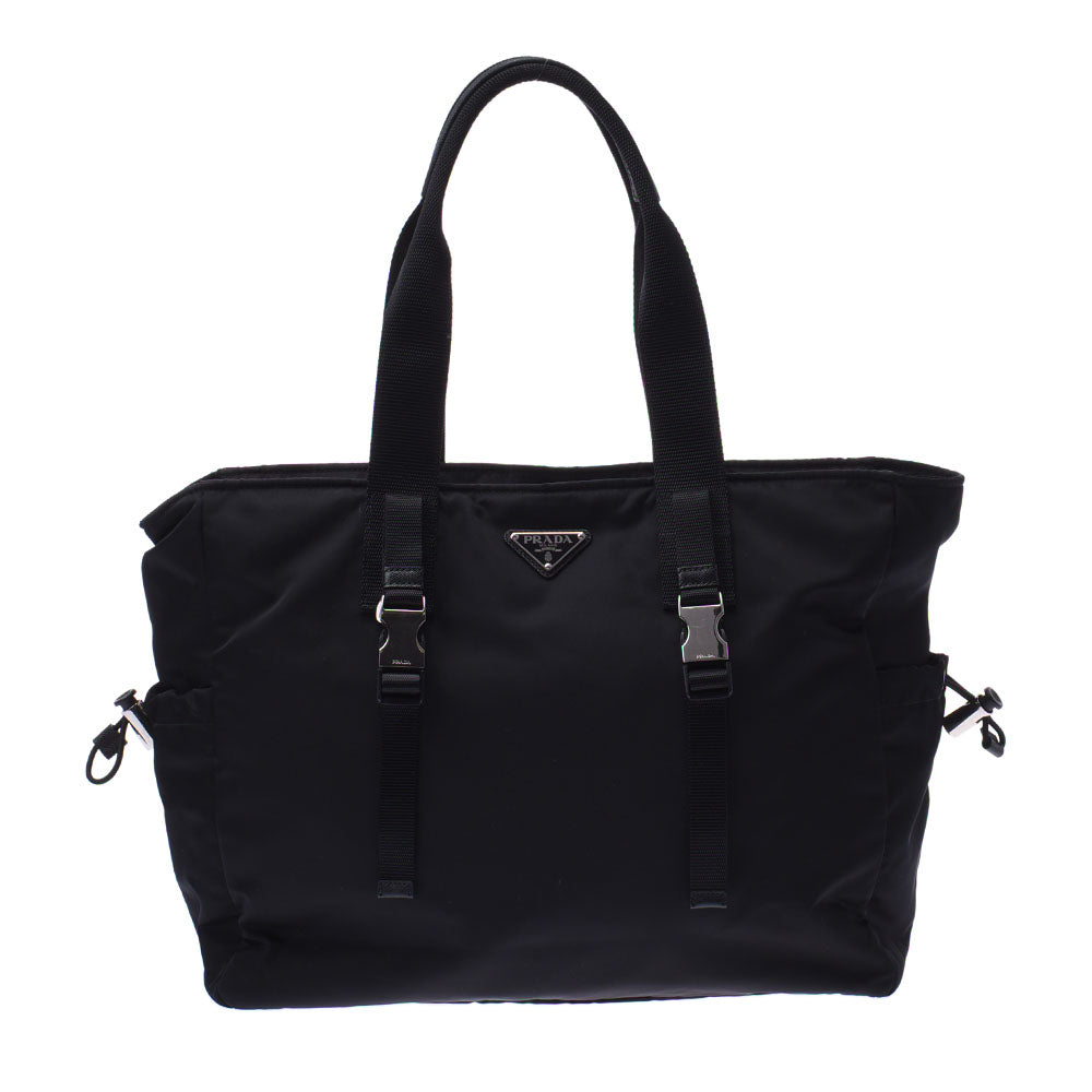 PRADA プラダ トートバッグ 黒 2VG042 メンズ ナイロン/レザー ハンドバッグ Bランク 中古 