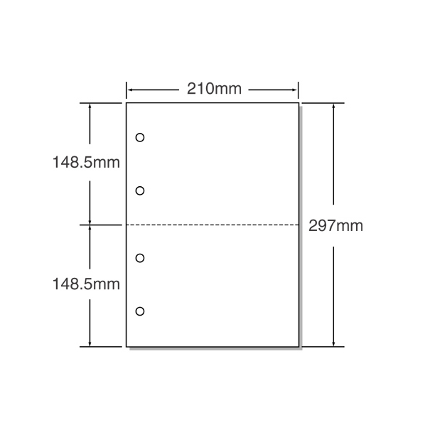 マルチプリンタ帳票 A4 白紙 2面 4穴 500枚×2冊 1箱(2冊) F847027-53004