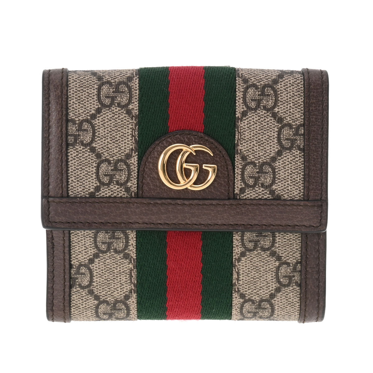 GUCCI グッチ オフディア フラップウォレット ベージュ ゴールド金具 523173 レディース GGスプリームキャンバス 二つ折り財布 Aランク 中古 