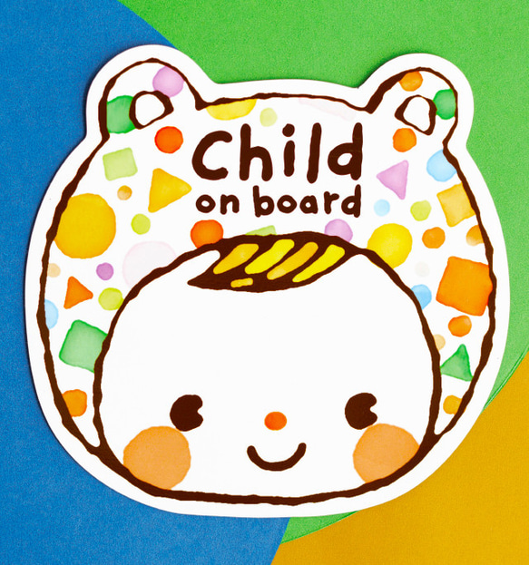 CHILD ON BOARD チャイルドオンボード マグネットステッカー(カラフル幾何学パンダちゃん）